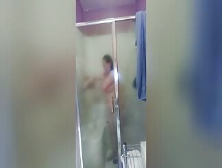 milf takes a shower 