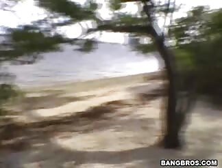 yummy tan blond broad rammed on the beach! 