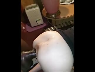 HUGE black cock in her asshole