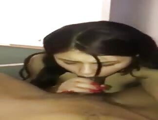 Petite Latin girl having a hard time blowing a fat cock