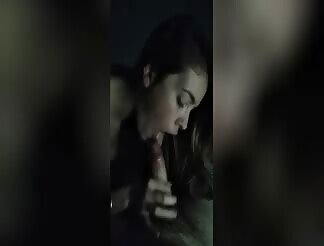 Skinny girlfriend tastes cum after sloppy dick sucking