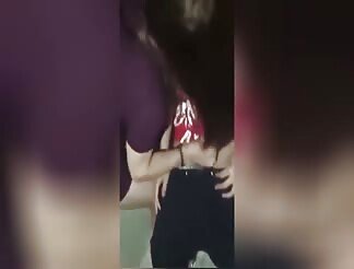 Fucking a hot brunette in the bathroom