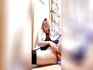 Blonde babe uses a dildo on her wet snatch