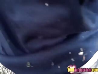 Girlfriend fingered outdoors and drilled balls deep