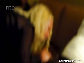 Slutty blonde spit roasted by black guys