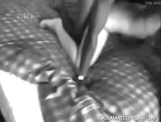 Slim babe swallows cum after interracial double penetration