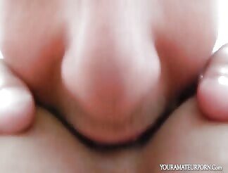 Girl in stockings enjoys having her ass licked