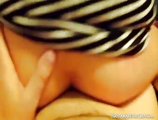 Gorgeous babe rides dick and eats the cum