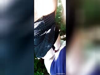 Slutty girl fucks outside during day time