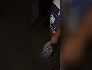 Russian cutie gives a blowjob outside at night