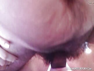 Naked Russian girl has her face fucked on a bed