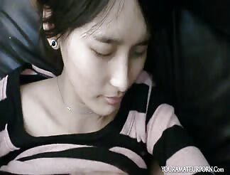 Naughty Asian girl fucks hard in her pussy