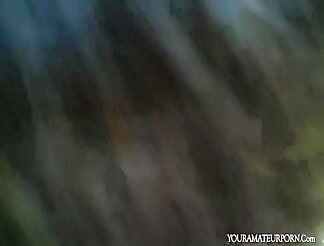 Filthy girl enjoys giving a blowjob outside