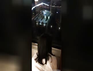 Slut gets fucked on the window 