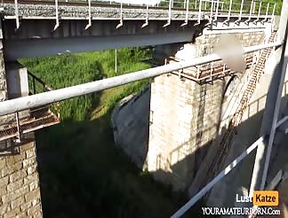 Getting his dick blown on train tracks