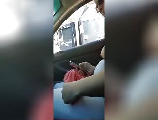 Flashing a truck driver 2