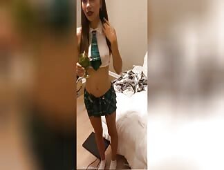 Sexy schoolgirl gets dared to take my cock