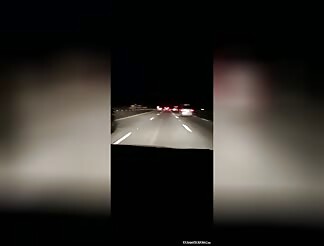 Massaging his cock while he drives 