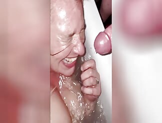 Cumming over the mrs face