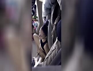 Brunette wife caught Masterbating to TV show