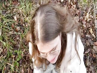 Slut sucks in the woods