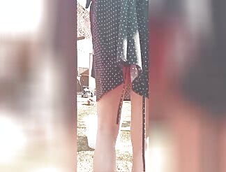 Washing day upskirt no panties