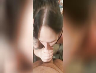 Hot GF can’t fit my dick in her mouth