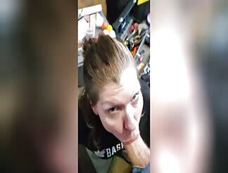 Cumslut getting a throat pie after getting face fucked