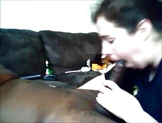 Chubby army sargent blows a large black dong 
