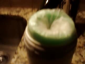 Quickie with the home made fleshlight 