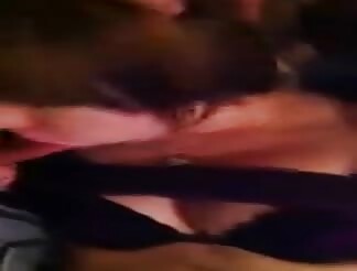 Blond man with exposed bra 